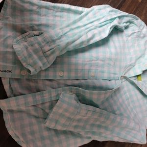 Janie and Jack Light Blue Checkered Button Up 3T